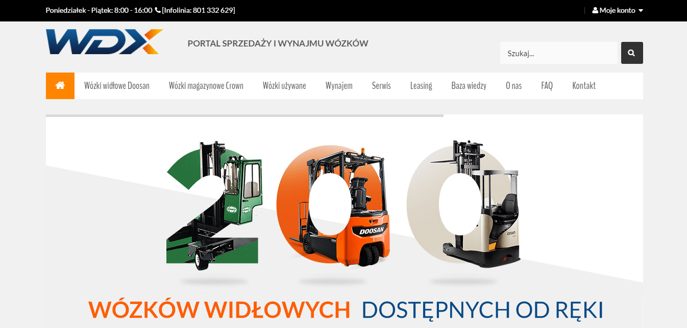 Zrzut ekranu z widokiem sklepu internetowego WDX